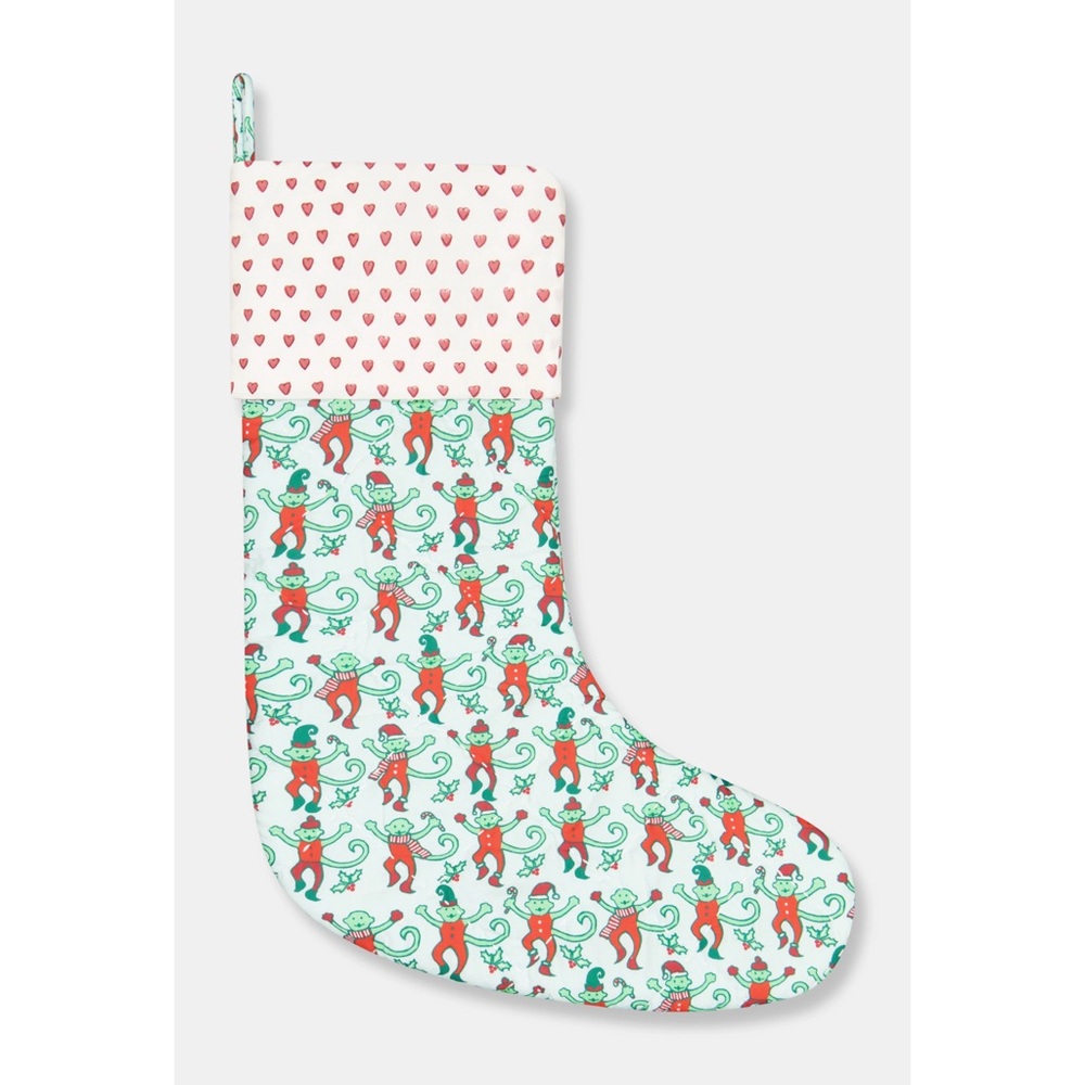 Roller Rabbit Monkey Mas Quilted Stocking